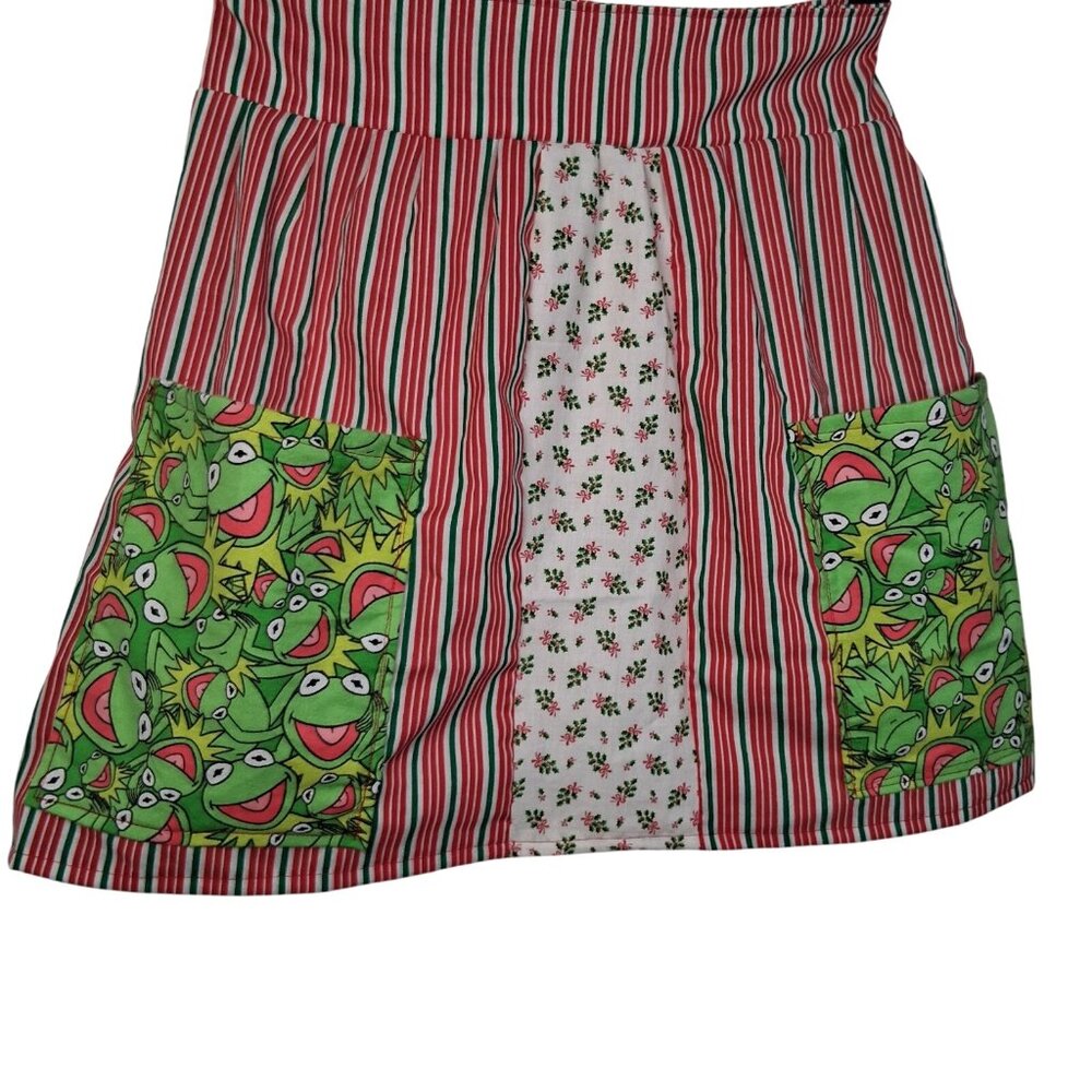 Homemade Christmas Apron Patchwork Kermit The Frog One Of A Kind Holiday 1 Size